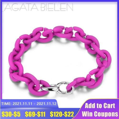 Fashion Bracelet Men Women Jewellery DIY Bracelet Hard Rubber Deep Pink Chain Bracelets Top Quality Exquisite Heart Bead