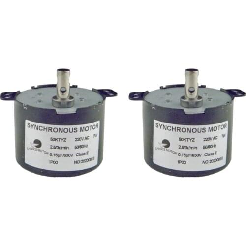 2PCS Geared Motor Synchronous 50KTYZ 110V 2.5-3RPM Mini Gearbox Electric Motor for Incubator Equipment