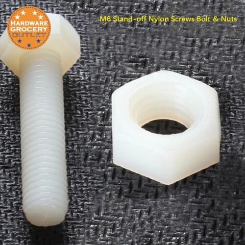 White M6 Stand-off Nylon Screws Bolt & Nuts Set Kit Box Plastic Accessories Assortment Kit-50PCS