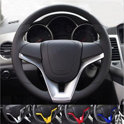 For Chevrolet Cruze Trax Tracker Sedan Hatchback 2009-2015 Car Steering Wheel Trim Cover Chrome Sticker Accessories