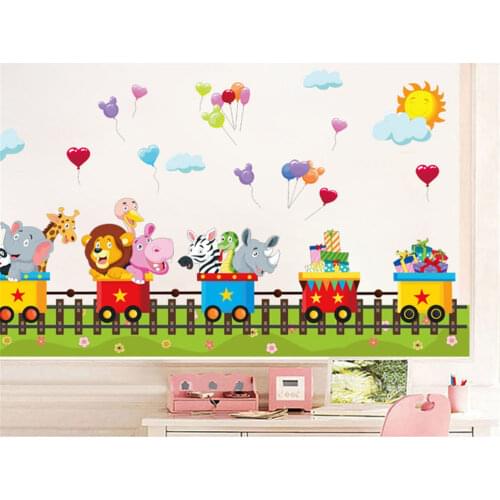 Cartoon Monkey Elephant Wall Stickers Baby Nursery Wall Decals for Kids Room Living Room Bedroom Home Decor Wall Stickers