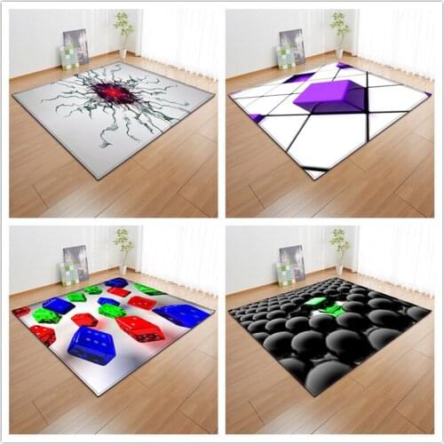 Nordic Style 3D Geometric Block Pattern Soft Carpets for Living Room Bedroom Large Size Carpet Tea Table Antiskid Floor Mat/Rug