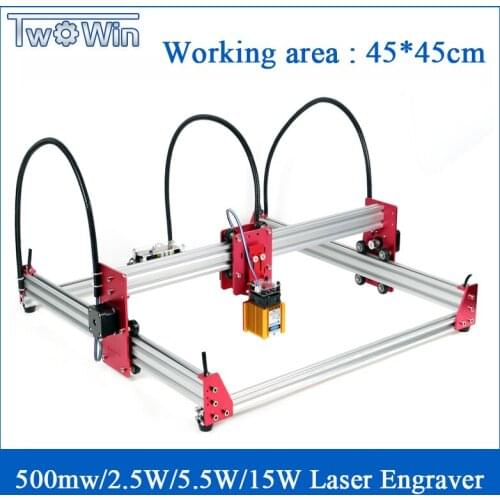 New DIY Laser Engraving Machine 15W Laser Engraver 45cmx45cm CNC 2Axis DC 12V Engraver Desktop Wood Router Cutter Printer