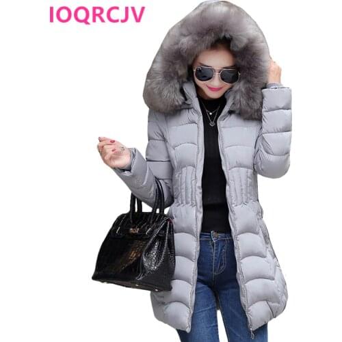 2021 Women Winter Hooded Warm Coat Slim Plus Size Big Fur Collar Parkas Cotton Padded Basic Jacket Female Jaqueta Feminina R937