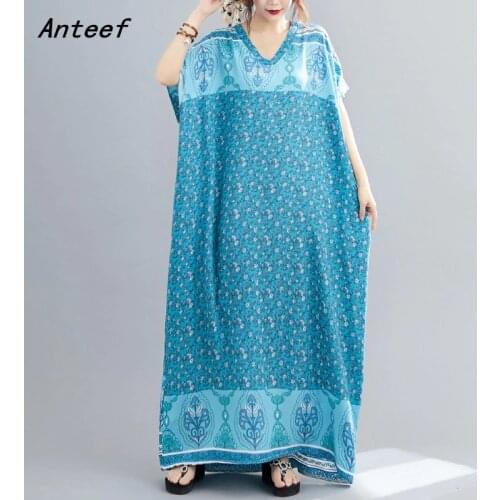 Cotton plus size vintage floral women casual loose maxi long summer beach sun dress elegant clothes 2021 ladies dresses sundress