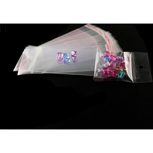 Hole Clear OPP Transparent Cellophone Poly BOPP Resealable Self Adhesive 6x14cm Plastic Packaging Bags 100pcs Free Shipping