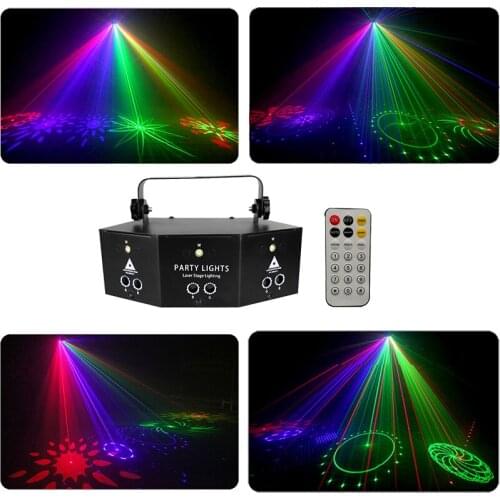 Remote Dj Laser Strobe Led 2 IN 1 Disco Light 9 Eye RGB Lazer Flash Led DMX512 Fog Machine Stage Lighting Wedding Night KTV Club