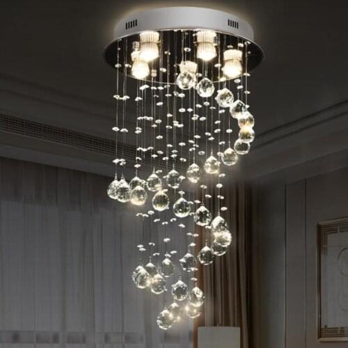 Luxurious living room Crystal Chandeliers GU10 bulb led lamps Creative rotating crystal Chandelier lighting led lustre droplight