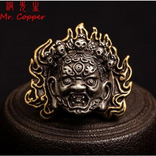 DIY Angry Buddha Skull Face Brass Screws Rivet Button Leather Bag Wallet Chains Garment Decorations Punk Retro Buckles Connector