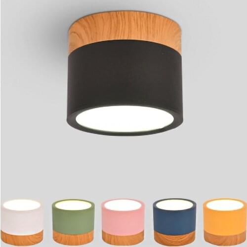 Nordic led Ceiling light wood Acrylic and aluminum cylinder lamp for bedroom bedside loft study illumination fixture corridor