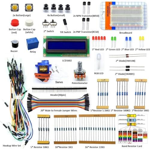 Adeept Project 1602 LCD Starter Kit for Raspberry Pi 3, 2 Model B/B+ Servo Relay LCD1602 Beginner/Starter Kit for Raspberry Pi w