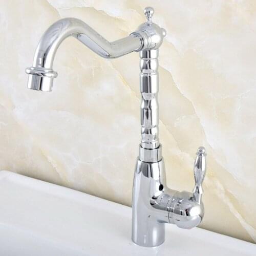 Kitchen Faucets Chrome Single Handle Kitchen Tap Single Hole Handle Swivel 360 Degree Water Mixer Tap zsf829
