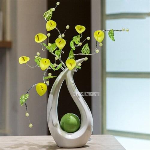 Modern Creative Simple Ceramic Vase Crystal Flower Living Room Coffee Table TV Cabinet Home Furnish Decro Ornament D-31A/919