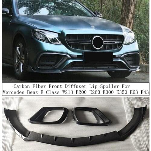 Real Carbon Fiber Front Bumper Diffuser Lip Spoiler For Mercedes-Benz E-Class W213 E200 E260 E300 E350 E63 E43 2016-2020