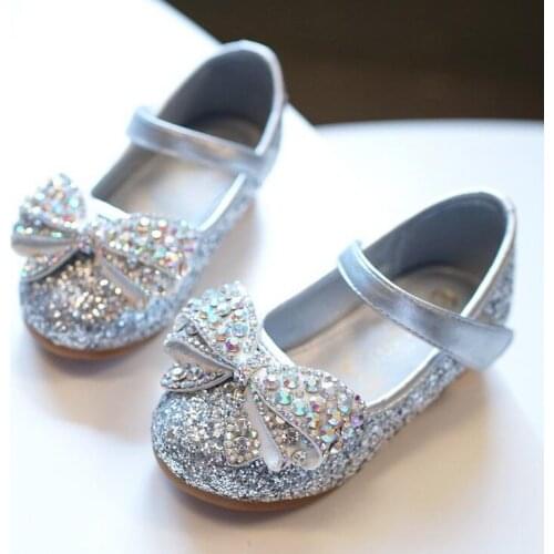 Shiny princess shoes Cinderella square heel crystal shoes girl Princess water drill performance shoes girl crystal shoes
