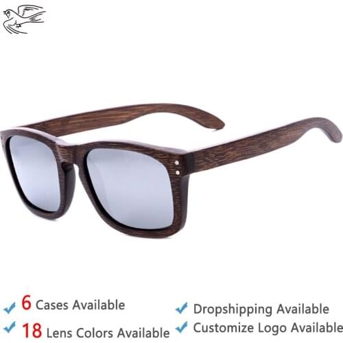 Trendy Men Wood Sunglasses Mirrored Glasses Shades Retro Vintage Mens Polarized Sunglasses Fishing for Men Brand Designer GB009