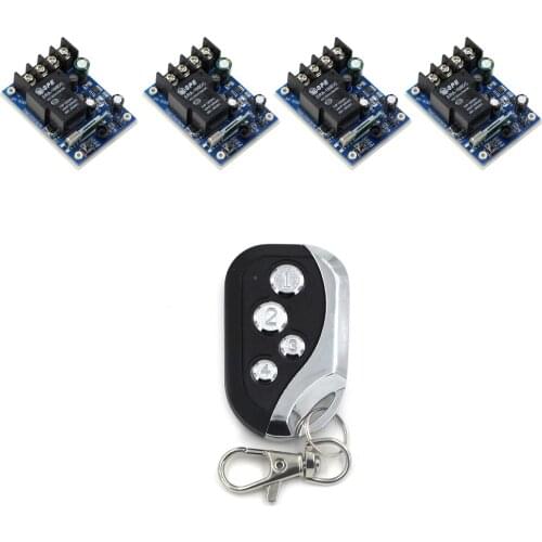 High Quality DC 12V 24V 36V 48V 1 CH RF Wireless Remote Control 4 pcs Receivers with Cover & 1pcs Transmitter 315/433mhz