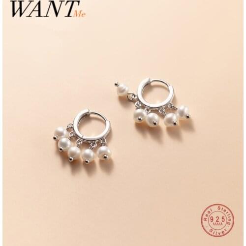 WANTME 925 Sterling Silver Natural Freshwater Baroque Tassel Pearl Earrings for Women Wedding Party Hugging Earrings Jewelry