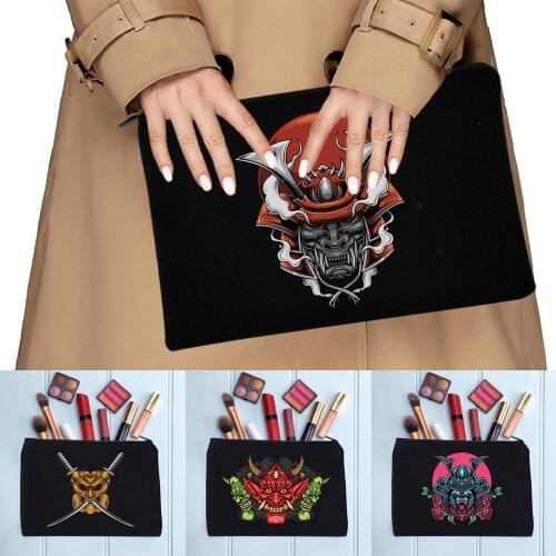 Womens Cosmetic Bag Zipper Printed Monster Pattern Female Makeup Bag Portable Handbags Black School Pencil Cases Coin Purse