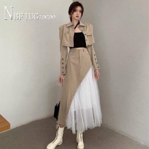Temperament Short Style Coat And High Waist Skirt Women Sets 2021 Autumn Female Sets