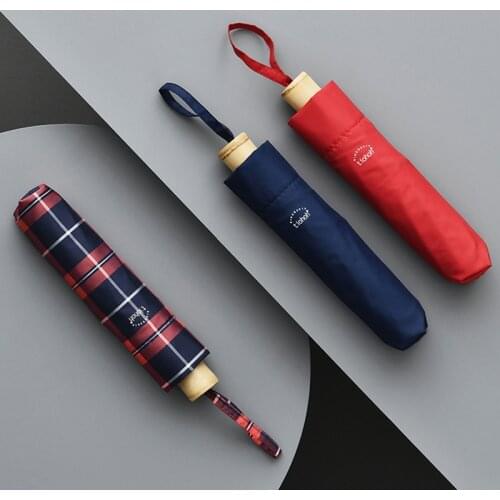 Tiohoh Umbrella Rain Women Plaid Style Bamboo Handle Umbrella Windproof Folding Umbrella Colors Brand Golf Umbrellas 8K Paraguas