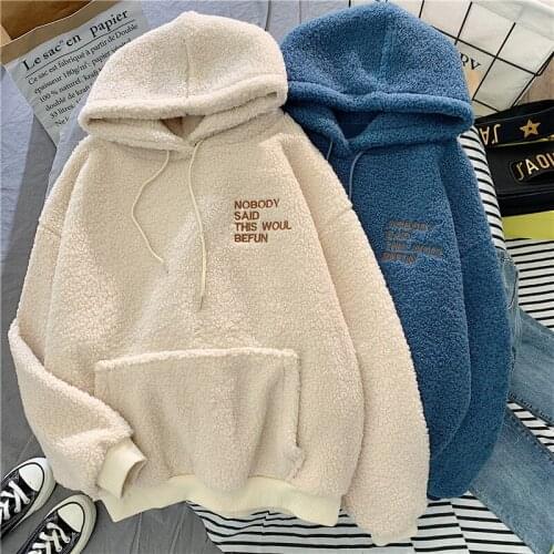 Winter Coat Women Sweatshirts Vintage Hooded Printed Loose Pockets Harajuku Hoodies Womens Fleece Pullover Female Sweatshirt
