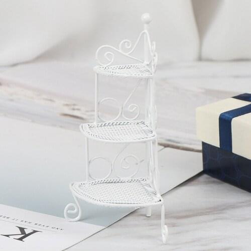 1/12 Art Miniature Metal Mini Triangle Flower Stand Kids Toys Furniture White For Children Dollhouses Model Accessories