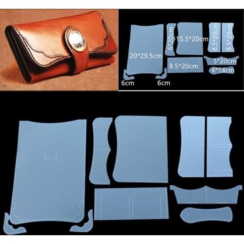 1Set PVC Sewing Pattern Leather Craft Template DIY Women Wallet Leather Stencil for Leather Handcrafts Lovers Home Supplies