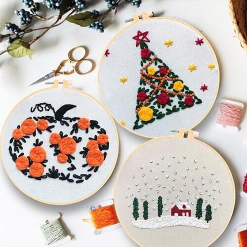 15cm Creative European Embroidery DIY Material Package Flowers Pattern DIY Cross Stitch Embroidery Kit DIY Embroidery with Hoop