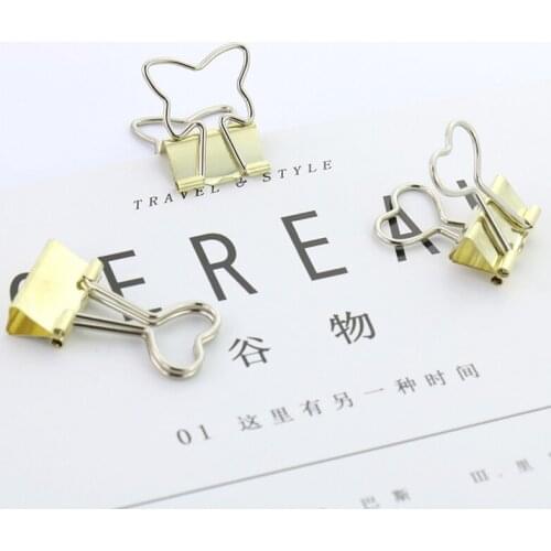 6pcs/lot Solid Color Gold Notebook Card School Cute H0124 Metal Paper Clip Bookmark