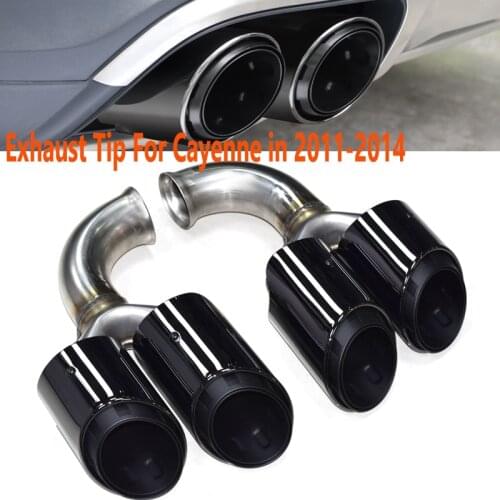 Car Accessories Exhaust Tip For Porsche Cayenne in 2011-2014 Muffler Tip Black Stainless Steel Car Exhaust Pipe Tailpipe