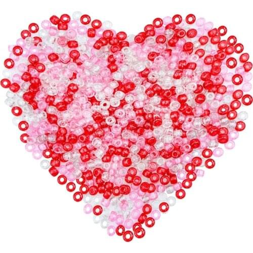 1000Pcs Valentine Glitter Plastic Beads Big Hole Assorted Round Spacer Beads Necklace Bracelet Earrings Jewelry Making