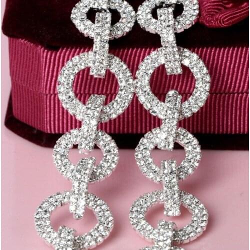 Crystal Rhinestones Chain Silver Base Tirm DIY Wedding Dress Accessories Rhinestone Applique Chain