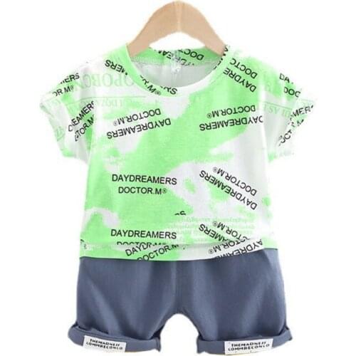 Kid Infant Cotton Clothing New Summer Baby Girls Fashion Clothes Children Boy Letter T Shirt Shorts 2Pcs/sets Toddler Tracksuits