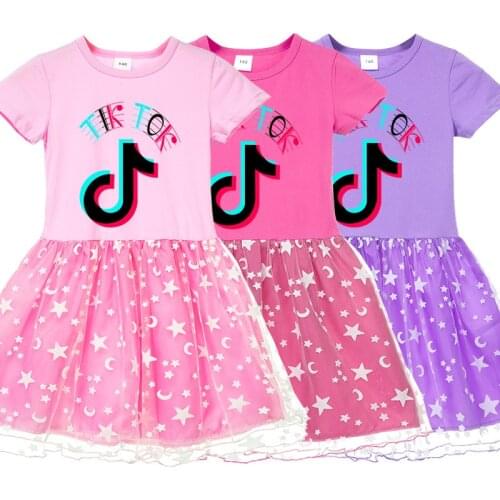 TIK TOK Kids Dresses For Girls Princess Summer Kids Children TIK TOK 3D Print Clothes Girls Kids Girls Children Party Dresses