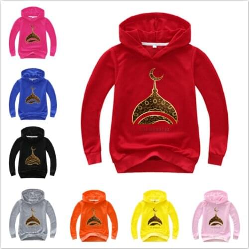 Children Ramadan Kareem EID MUBarak Sweatshirts Baby Boy Girl Clothes Long Sleeve T Shirts Print Hoodies Kid Hooded Baby Costume