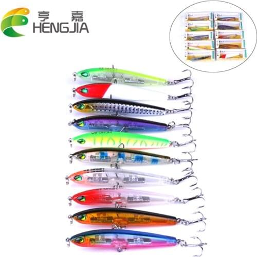 HENGJIA 5PCS hard plastic pencil lures artificial wobblers crankbaits sinking lures pesca fishing tackles 7.5cm 9g