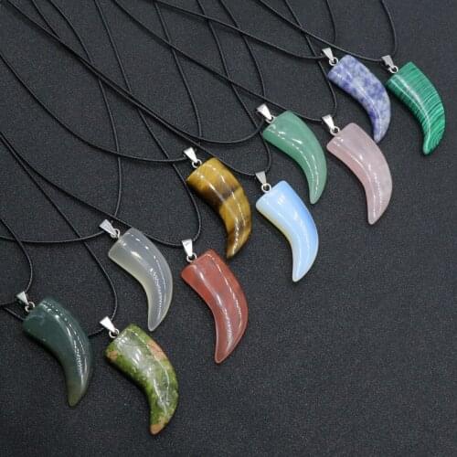 Hot selling agate crystal gem jewelry domineering men horn shape LANG tooth pendant pendant 1Pcs