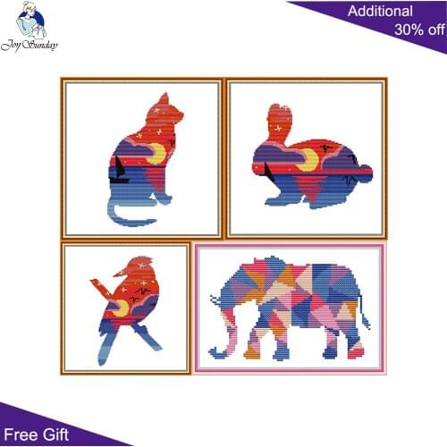 Joy Sunday Cat Bird Rabbit Elephant DA536 DA537 DA538 DA539 Counted and Stamped Home Decor Animal Needlework Cross Stitch kits