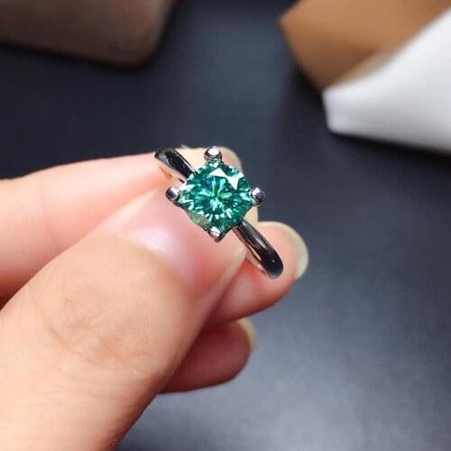 Word H or W style pouring green moissanite gem ring for women 925 sterling silver shiny better than diamond engagement ring gift