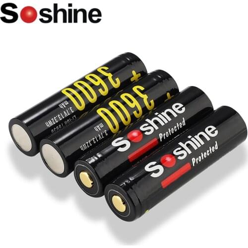 2pcs/lot Soshine 18650 Li-ion Battery 3.7V 3600mAh Rechargeable Protected Li-ion Batteries Cell NCR18650G Safe Batteries