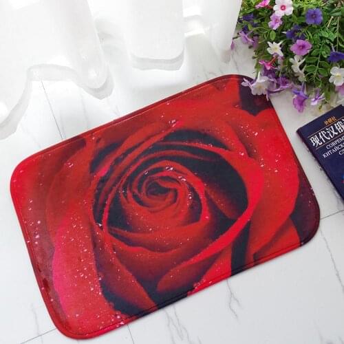 LIU flannel Valentines Day rose bedroom living room carpet cushion antiskid mat absorbent door kitchen pad bathroom rug