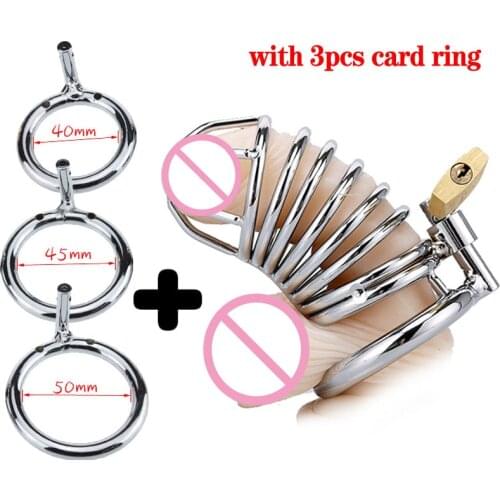 Metal Cock Cage Male Chastity Device Cbt Bondage Penis Lock Cockring Chastity Cage BDSM Sex Toys For Men Erotic Adult Products