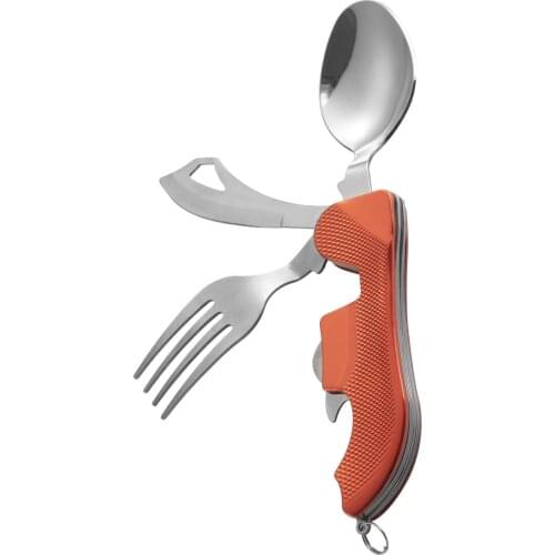 Multi Tool Tableware Portable Picnic Camp Spoon Fold Spork Fork Flatware Knife Cutlery Bottle Can Opener Multitool Outdoor