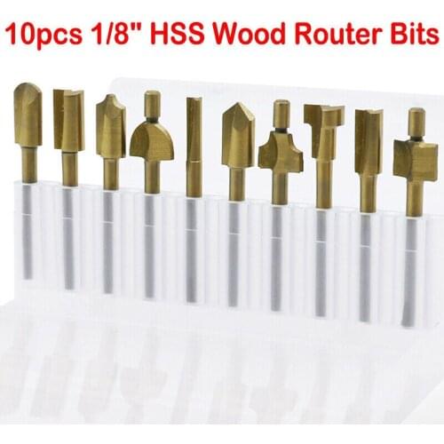Milling Cutter Router Bit Set 3mm Wood Cutter Titanium Shank Mill Woodworking Trimming Engraving Carving Cutting Tools
