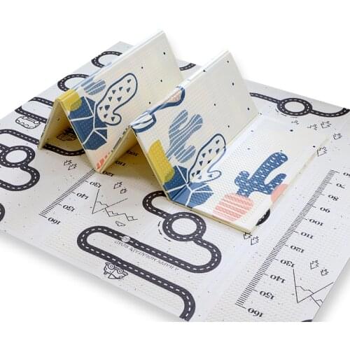 Floor Mat XPE Foldable Baby Playmat Waterproof Large Carpet with Bag 1cm Thick Home Kids Room Puzzle Road Carpet Crawling Pad