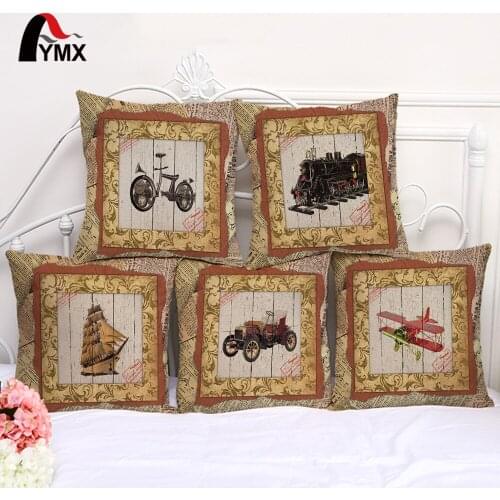 Ship Series Cushion Cover Retro Cotton and Linen Sofa Pillowcase Cushions Cover Window Decoration Pillow Cover