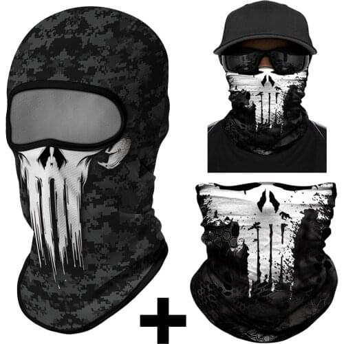 Punisher Half Mask Bandana Balaclava Venom Neck Gaiter Cycling Face Shield Hiking Scarf Ski Mask Headband Pasamontanas Women Men