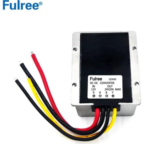 Fulree 12V to 24V 20A 480W DC DC Step up Power Converter Boost Voltage Regulator 12VDC to 24VDC 20Amps Car Truck Booster