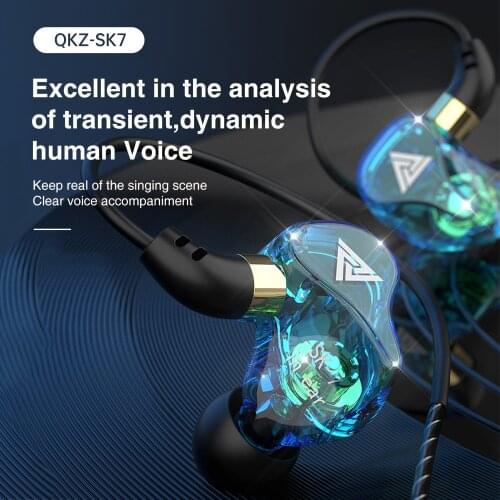 QKZ SK7 Copper Driver 3.5mm Wired Headphones Super Bass Earphone HiFi Stereo Earbuds Musician Monitor Headset fone de ouvido